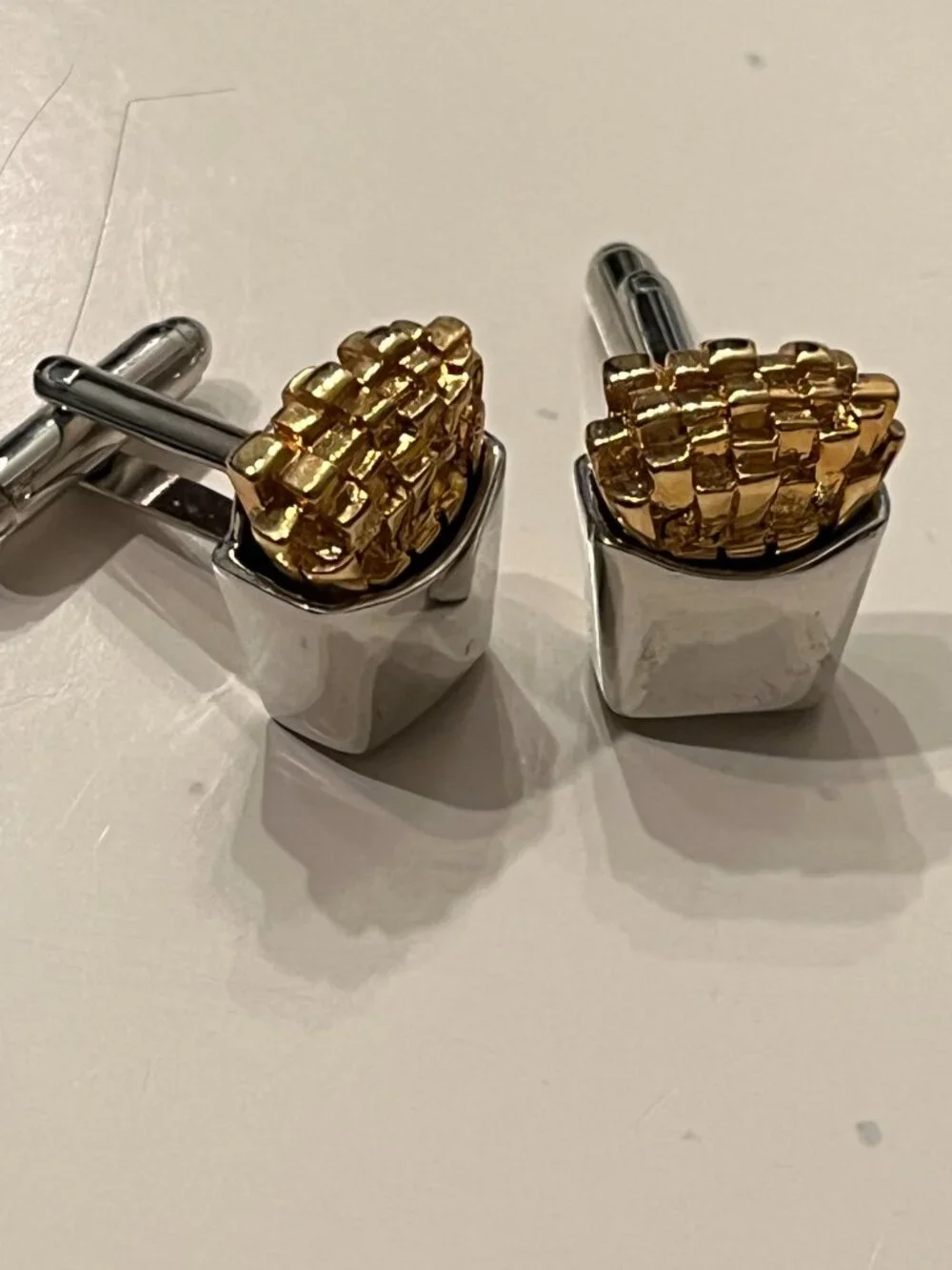 Cufflinks - French Fry Cufflinks (Cuff Links) Set Novelty Food Men Accessories